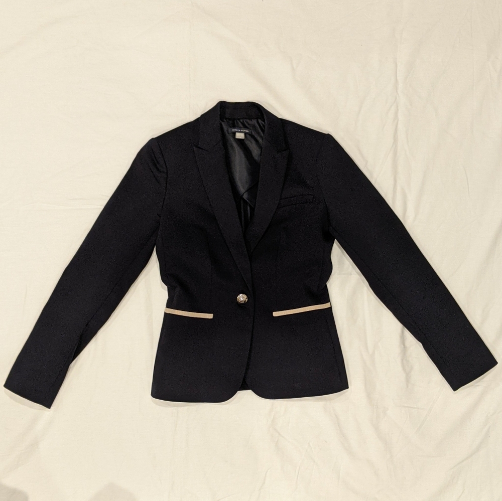 Tommy Hilfiger Navy Tailored Jacket, Gold Buttons & Beige Elbow Patches